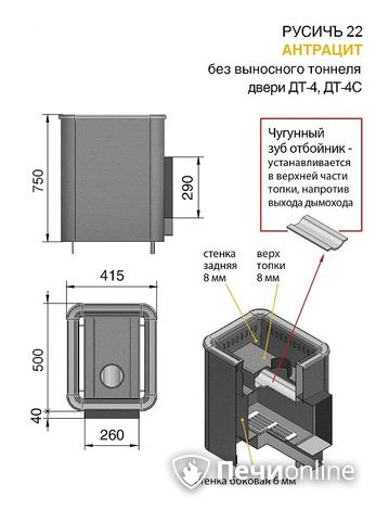 Дровяные печи-каменки Везувий Русичъ Антрацит 22 (ДТ-4) без выноса в Шымкенте