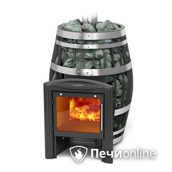 Дровяная банная печь TMF Саяны XXL 2015 Carbon Витра с закрытой каменкой и теплообменником в Шымкенте