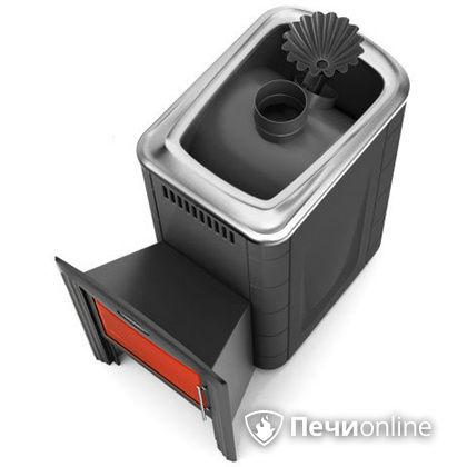 Дровяная банная печь TMF Ангара 2012 Carbon Витра с закрытой каменкой антрацит в Шымкенте