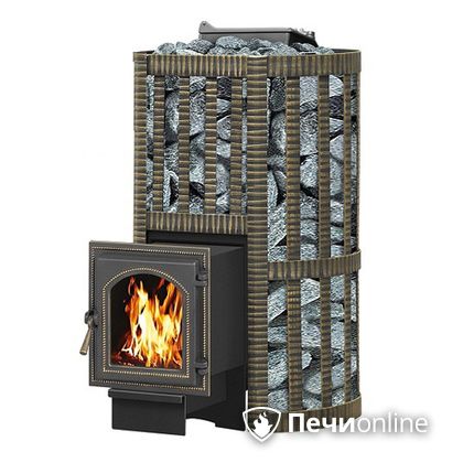 Дровяная банная печь Везувий Ураган Ковка 22 (270) с закрытой каменкой чугун в Шымкенте
