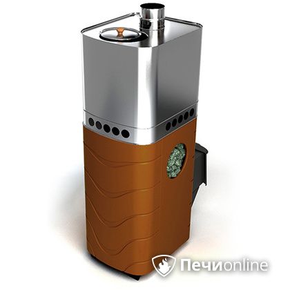Дровяная банная печь TMF Бирюса 2013 Carbon терракота с закрытой каменкой в Шымкенте
